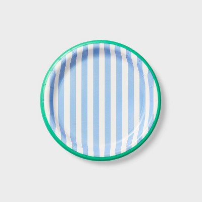 20ct Assorted Striped with Rim Snack Plates - Spritz&#8482;