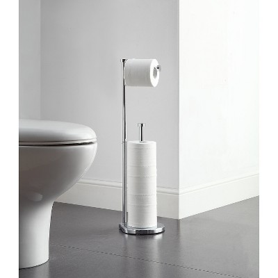 Chrome Free Standing Bathroom Toilet Paper Holder with Reserve
