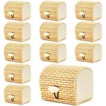 12-Pack Mini Bamboo Cane Treasure Chests Decorative Jewelry Storage Boxes with Gold String Design 2.4"x2"x2"