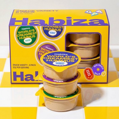 Habiza Hummus  Original, Garlic Green Onion & Jalapeno Serrano Variety Snack Pack - 2oz/6pk