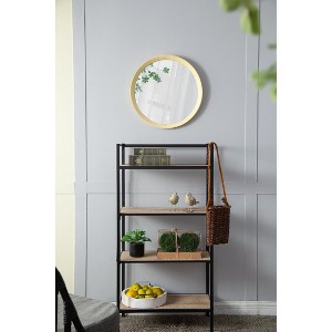 Vynxaria D20x1.5" Transitional Mango Wood Wall Mirror with Solid Frame for Bathroom & Entryway - Leaning Wall Decor - 1 of 4