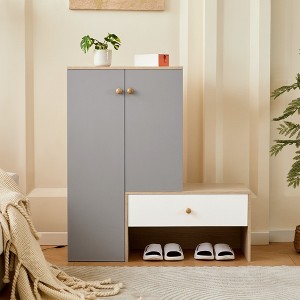 VYNXARIA Multi-Functional Shoe Storage Bench & Cabinet - Stylish Entryway Organizer - 1 of 4