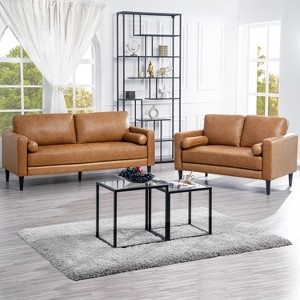 Home Imports Emporium Upholstered Chair, Loveseat and Sofa Set Combos for Living Room in Tan, Leather - 1 of 4