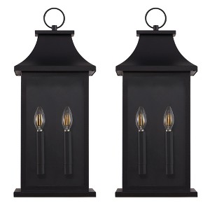DAKAFUL 2-PACK Vintage Outdoor Wall Light Fixture,22in Glass Lantern,Weather Resistant Fixture for Front Door, Yard(Matte Black) - 1 of 4