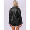 INSPIRE CHIC Women's Satin Long Sleeve Button Down Top and Shorts Silky Pajamas Set - 4 of 4