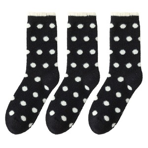 Anna-Kaci 3 Pairs Women's Plush Crew Socks with Polka Dot Pattern and Thick Fleece Lining - 1 of 4