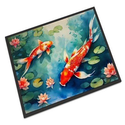 "LunaLulinlk Koi Fish Doormat Front Door Mat Indoor Outdoor Rugs Non Slip Washable Low Pile, 24H X 36W "