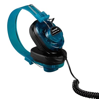 Califone 2924AV-P-BL Deluxe Monaural Over-Ear Headphones, 1/4 inch Plug, Coiled Cord, Blue, Each