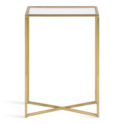 Elegant Gold and Glass 18.5" Slim Rectangular End Table
