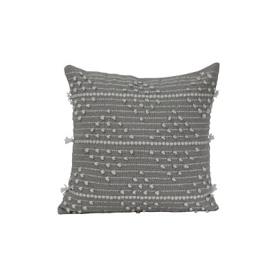 Gray Striped Hand Woven 18X18" Outdoor Decorative Throw Pillow with Pulled Yarn Accents - Foreside Home & Garden
