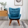 XINGHANZHENXUAN Contemporary Silky Velvet Tufted Accent Chair with Ottoman, Rubber Wood Frame for Living Room, Bedroom - 3 of 4