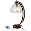 Possini Euro Design Modern Desk Lamps Set of 2 with USB Port 22 1/2" High Bronze LED Clear Seeded Glass Shade for Bedroom Office - image 3 of 4