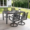 TiramisuBest 5-Piece Modern Patio Dining Set-Rectangular Table&4 Swivel Chairs,Cast Aluminum,Rust-Free,Black,Cushions,Weather-Resistant for Garden - 3 of 4