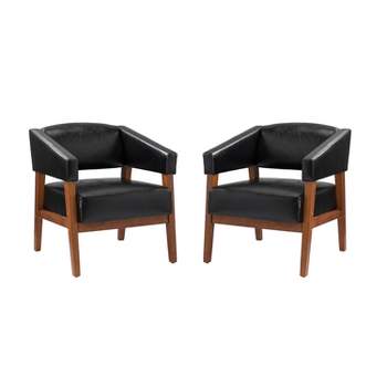 Set of 2 Randolf Vegan Leather Armchair with Special Arms | ARTFUL LIVING DESIGN
