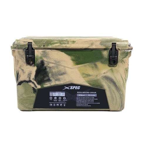 Xspec 60 Quart Roto Molded High Performance Ice Chest Outdoor Cooler, Camouflage