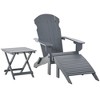 TIRAMISUBEST 3-Piece Adirondack Set - Folding Chair with Ottoman & Side Table, Outdoor Fire Pit Furniture for Patio, Backyard (Gray) - 2 of 4