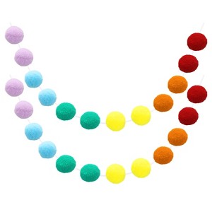 Unique Bargains Colorful Felt Ball Flexible Wear-resistant Pom Pom Garland 2 Pcs - 1 of 4
