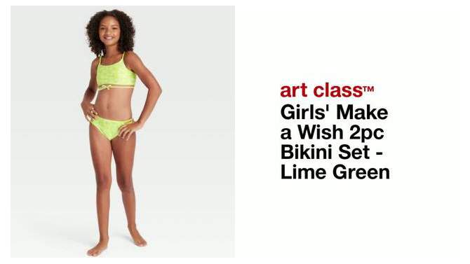 Girls' Make a Wish 2pc Bikini Set - art class™ Lime Green, 2 of 5, play video