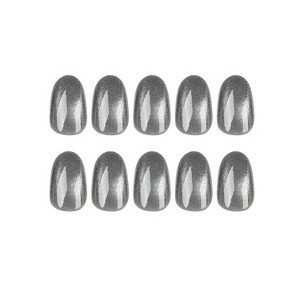 LOVELAY CREATIONS Grey Short Square Press-On Nails with Glitter Full Cover - 1 of 4