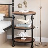 Round End Table with Storage Shelves, 3-Tier Round Farmhouse Side Table w/Mental Support Legs - 2 of 4