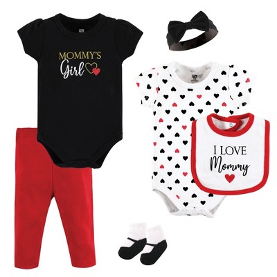 Hudson Baby Infant Girl Cotton Layette Set, Girl Mommy Red Black, 3-6 ...