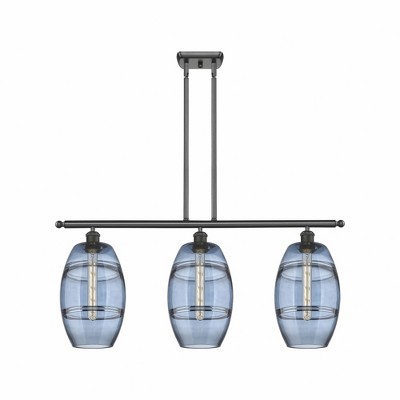 Vaz - 3 Light Stem Hung Island In Industrial Style-10.38 Inches Tall and 36 Inches Wide