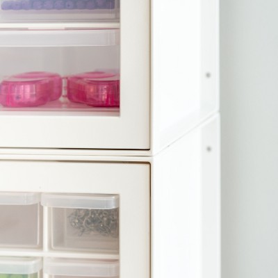Compact White Stackable 44-Drawer Organizer Cabinet