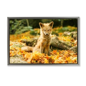Stupell Industries Sleepy Fall Fox in Autumn Floating Frame Canvas Art - 1 of 4
