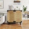 Vynxaria 2-Door Buffet Sideboard - Storage Cabinet with Adjustable Shelves and Natural Seaweed Decor Doors for Living Room, Kitchen, Entryway - 2 of 4
