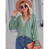 Clearlove 2025 Womens Tops Dressy Casual V Neck Long Sleeve Lace Splice Cute T-Shirts - 3 of 4