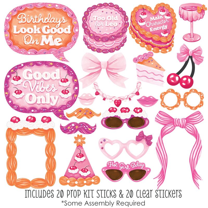 Big Dot of Happiness Hot Girl Bday - Vintage Cake Birthday Party Photo Booth Props Kit - 20 Count, 2 of 7