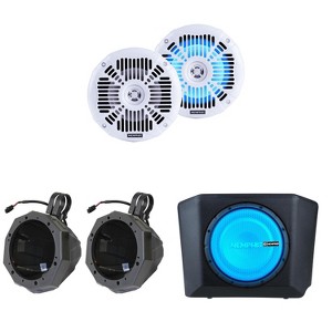 Memphis Audio CANAMDEF10SE Direct Fit OEM Subwoofers Compatible With 2018+ CanAm Defender with MXA602SLW MXA 6.5" Marine Grade Coaxial Speakers, Wh... - 1 of 4