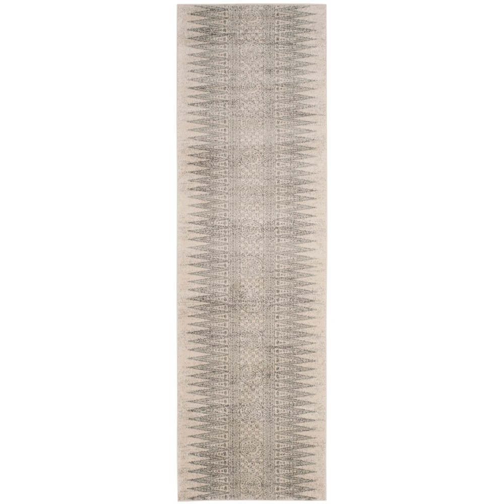 2'2inx11' Geometric Design Loomed Runner Rug Ivory/Silver - Safavieh