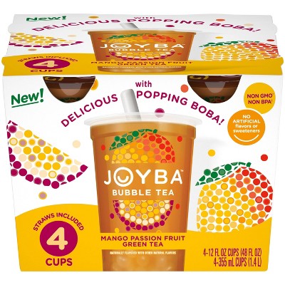 Joyba Raspberry Dragon Fruit Black Bubble Tea - 4pk/12 Fl Oz Cups