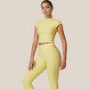 Anna-Kaci Active Women's Fitted Crop Active Tee Short Sleeve Round Neck Stretch Performance Fabric - 3 of 4