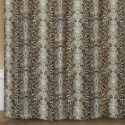 63" Brown and Gold Python Pattern Room Darkening Curtain Panels