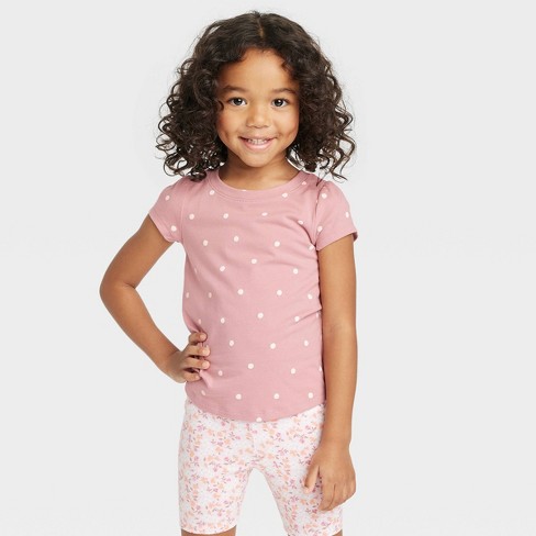 Toddler Girls' Polka Dots Short Sleeve T-Shirt - Cat & Jack™ Pink 3T