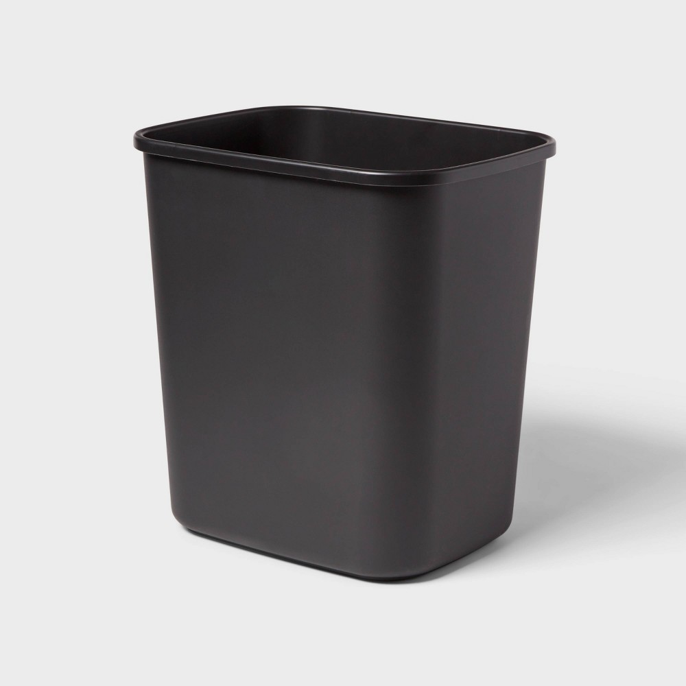 Open Top Indoor Trash Can , 7 gal, Plastic, Gray