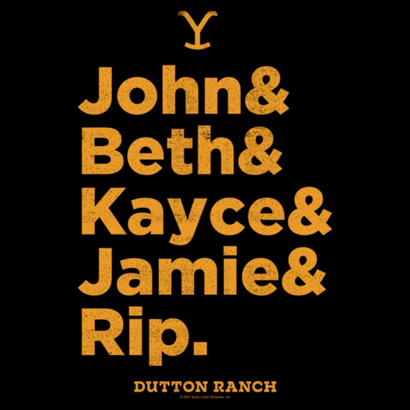 Women's Yellowstone Dutton Ranch Family Name Line Up T-Shirt, 2 of 5