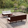 vidaXL Garden Lounge Set Patio Sectional Sofa Couch Outdoor Poly Rattan Brown - 2 of 4