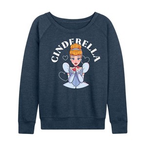 Women's - Disney Princess - Cinderella Kiss Lightweight French Terry Wide Neck Long Sleeve Shirt - 1 of 4