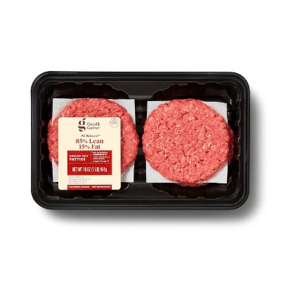 All Natural 85/15 Ground Round Patties - 4pk/1lb - Good &#38; Gather&#8482;