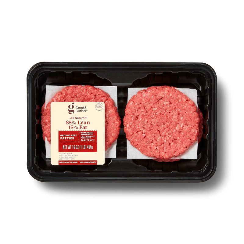All Natural 85/15 Ground Round Patties - 4pk/1lb - Good &#38; Gather&#8482;, 1 of 5
