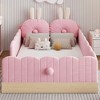 Twin Size Platform Bed Frame Animal-shaped Upholstered Bed for Kid with Storage Bags - ModernLuxe - 2 of 4