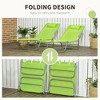 TiramisuBest Set of 2 Folding Chaise Lounges with 6-Position Reclining Back, Breathable Mesh Seat & Headrest for Pool/Beach/Yard/Patio (Green) - 3 of 4