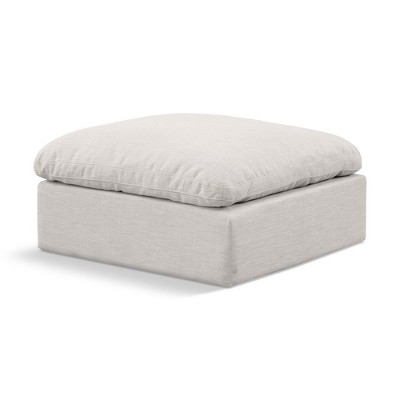 Meridian Furniture,Indulge Linen Textured Fabric Ottoman
