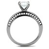Slickblue Women's Classic Engagement Stainless Steel Ring with Clear CZ Center Stone, Size 5-10 - 3 of 4