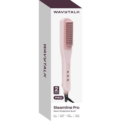 Wavytalk 395 Pro Steam Hair Straightener Brush - Pink