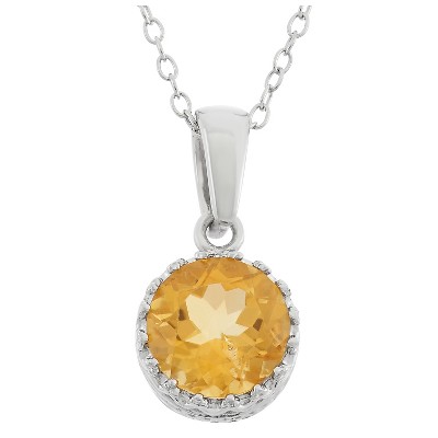 2 TCW Tiara Citrine Crown Pendant in Sterling Silver