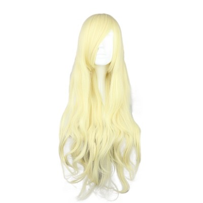 Unique Bargains Women's Curly Wigs 31" Beige with Wig Cap Long Hair